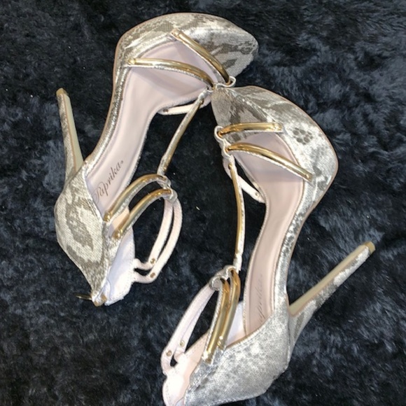 PAPRIKA "Cristo" Open Toe Gold Plating Stilettos - Picture 1 of 6